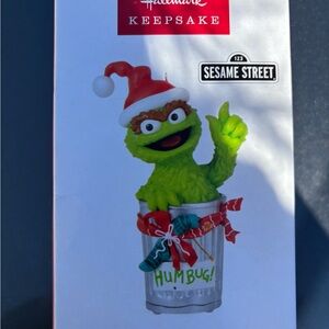 Hallmark Keepsake Sesame Street Ornament - Festive Green Oscar (Talks)